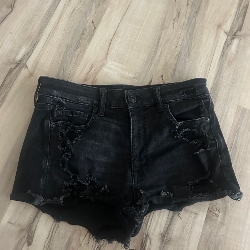 American Eagle Outfitters Black Distressed Jean Shorts